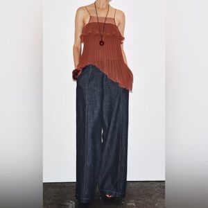 NWT Zara Pleated Ruffle Top